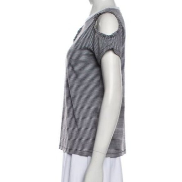 Current/Elliott Striped Cut-Out Heart T-Shirt - Picture 2 of 6